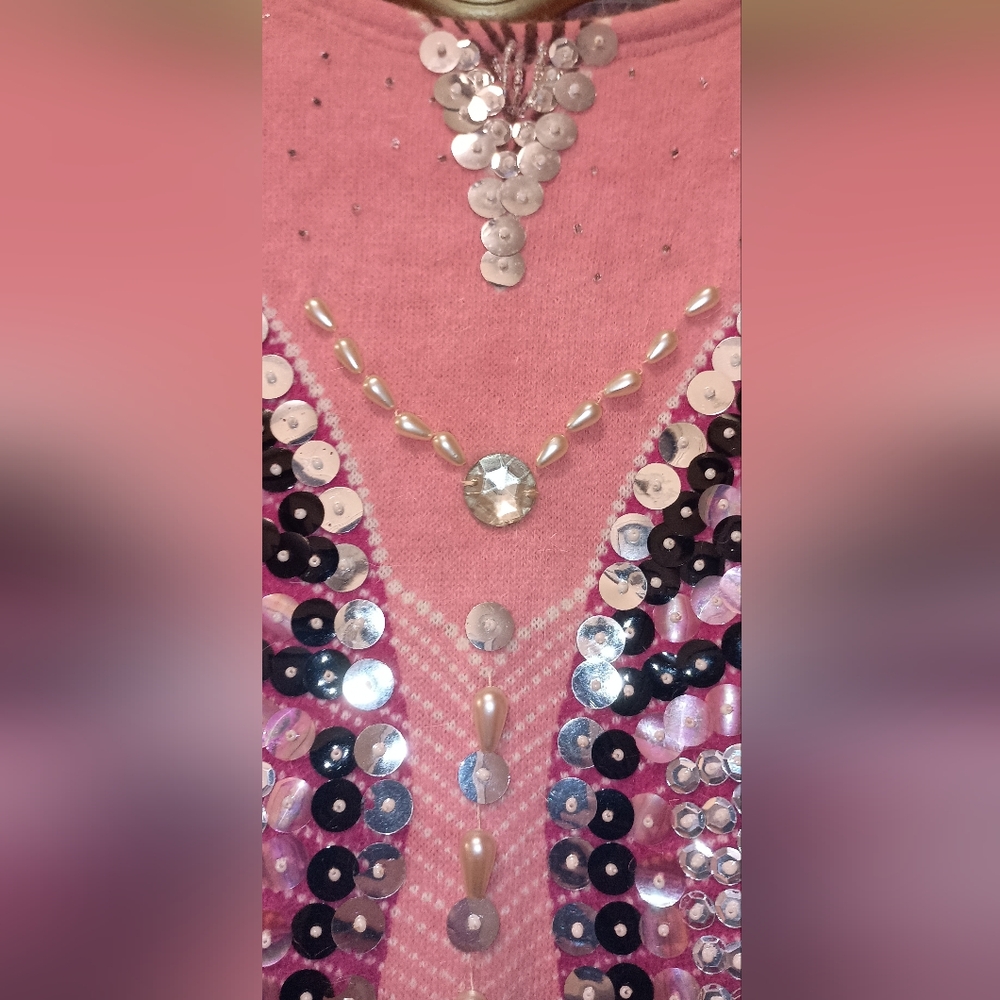 Simone Pia Vintage Italian  Sequin Butterfly Print sweater Size Small - Picture 10 of 16